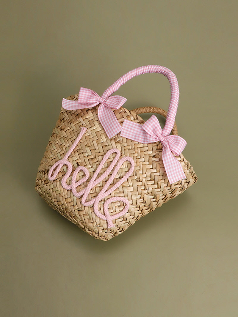 Pink Ribbon Straw Tote