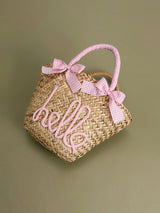 Pink Ribbon Straw Tote