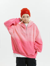 Vivid Pink Gradient Loose Hoodie