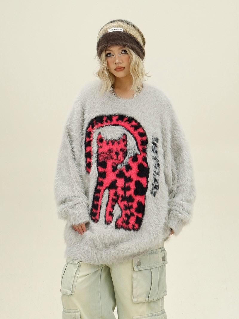 Pink Cat Knit Sweater