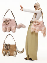 3D Cat Fur Shoulder Bag