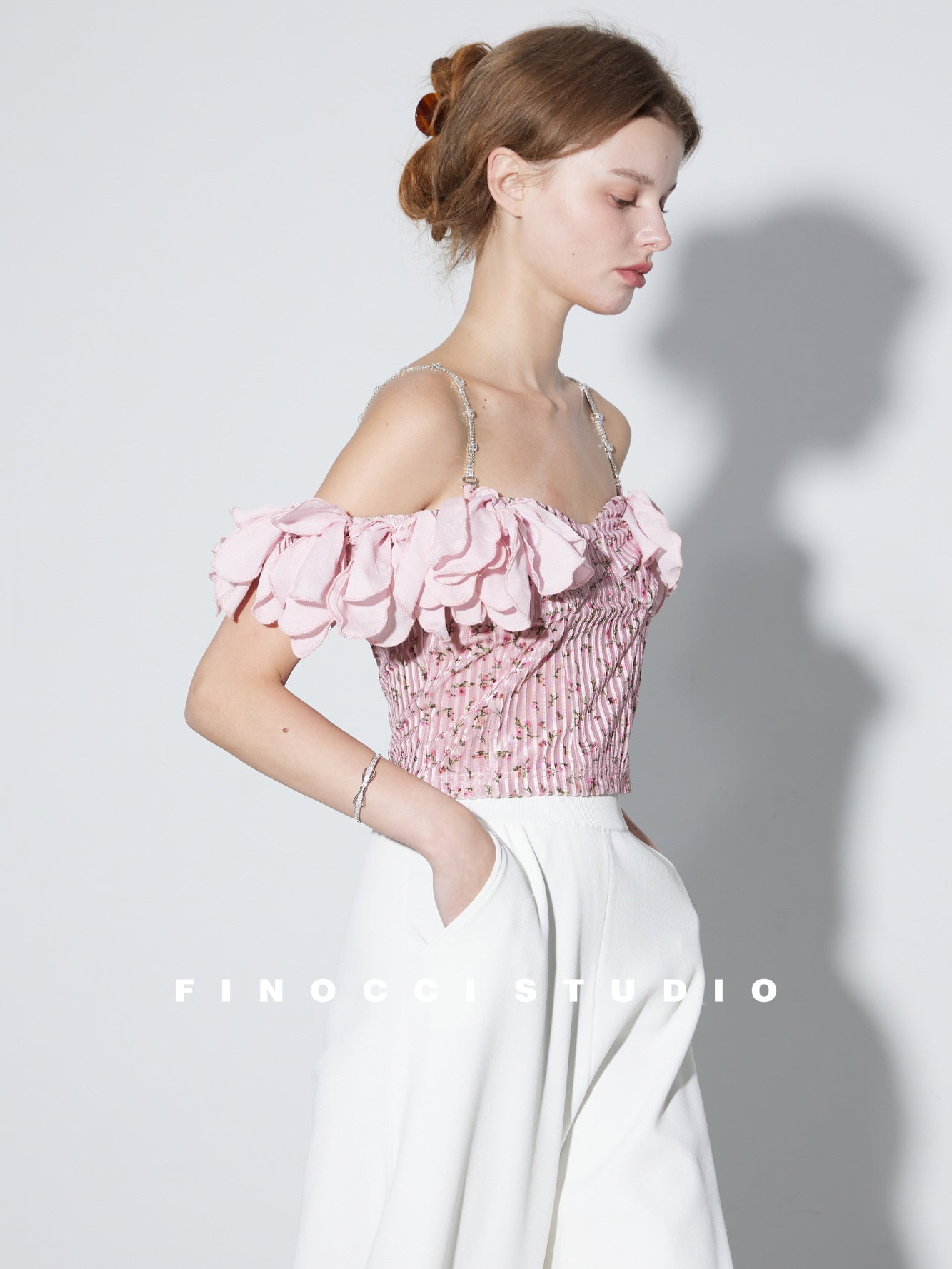 Jewel Strap Ruffle Top