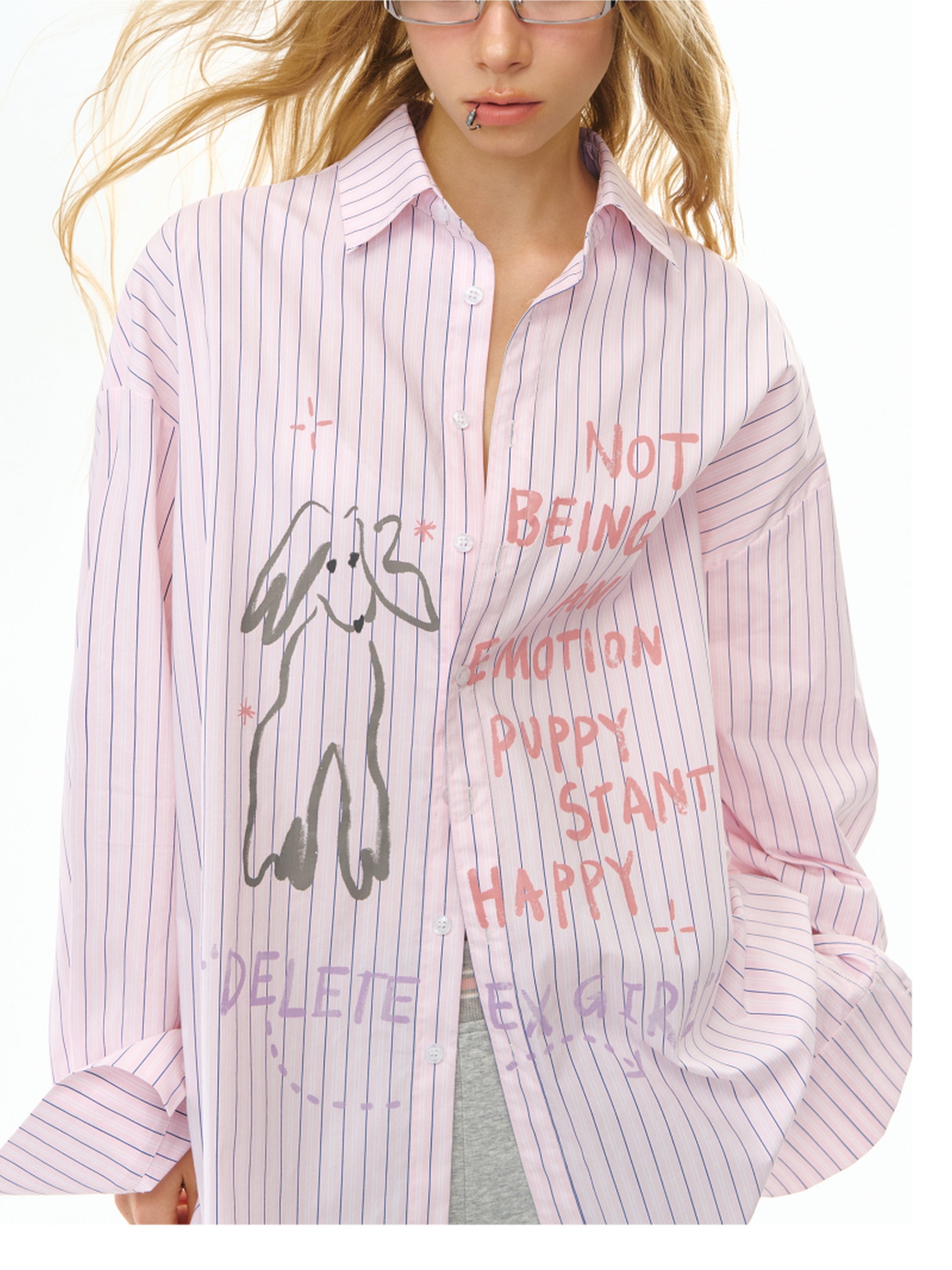 Graphic Stripe Oversized Shirt