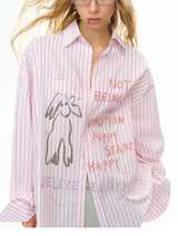 Graphic Stripe Oversized Shirt
