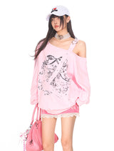 Pink Off-Shoulder Tee