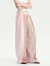 Pink Patchwork Wide Pants