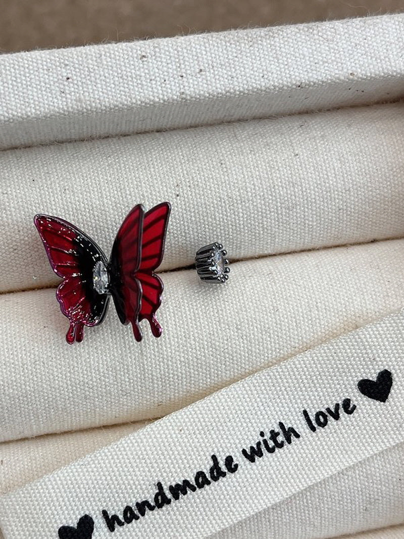 Reddish Pink Adjustable Butterfly Ring