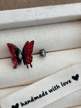 Reddish Pink Adjustable Butterfly Ring