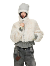 Beige Mix Short Fur Jacket
