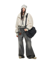 Beige Mix Short Fur Jacket