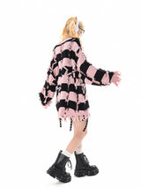 Pink & Black Striped Knit Sweater