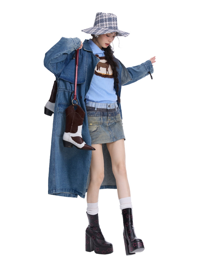 Sky Blue Horse Graphic Sleeveless Knit Top