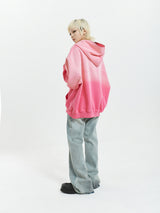Vivid Pink Gradient Loose Hoodie