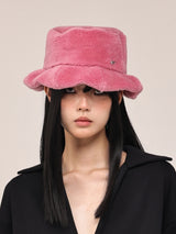 Pink Wave Chic Faux Fur Bucket Hat