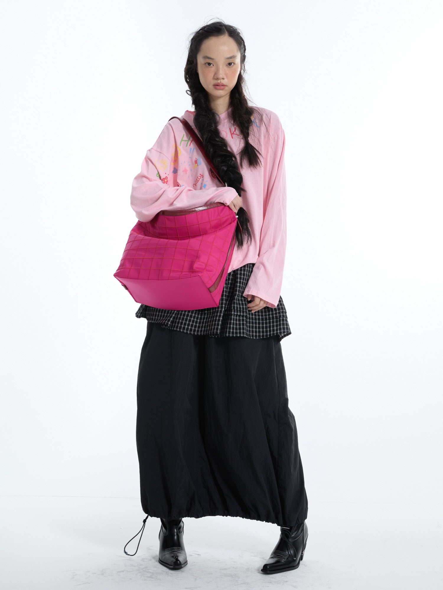 Pink Check Shoulder Bag