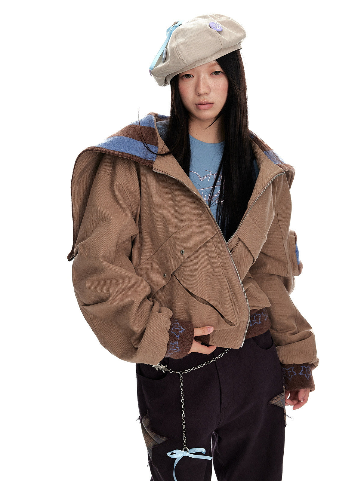 Two-Tone Sailor Collar Blouson