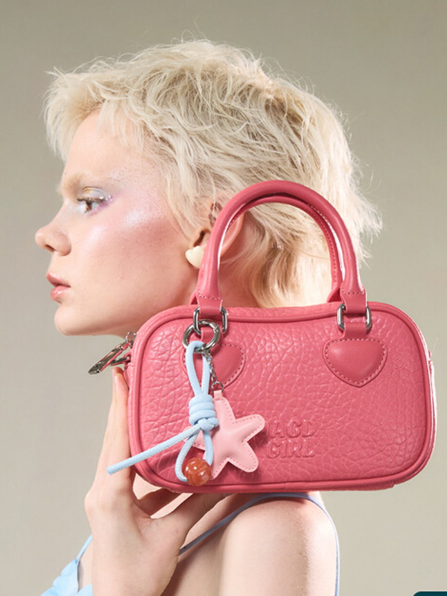 Mini Handle Heart Patch Bag