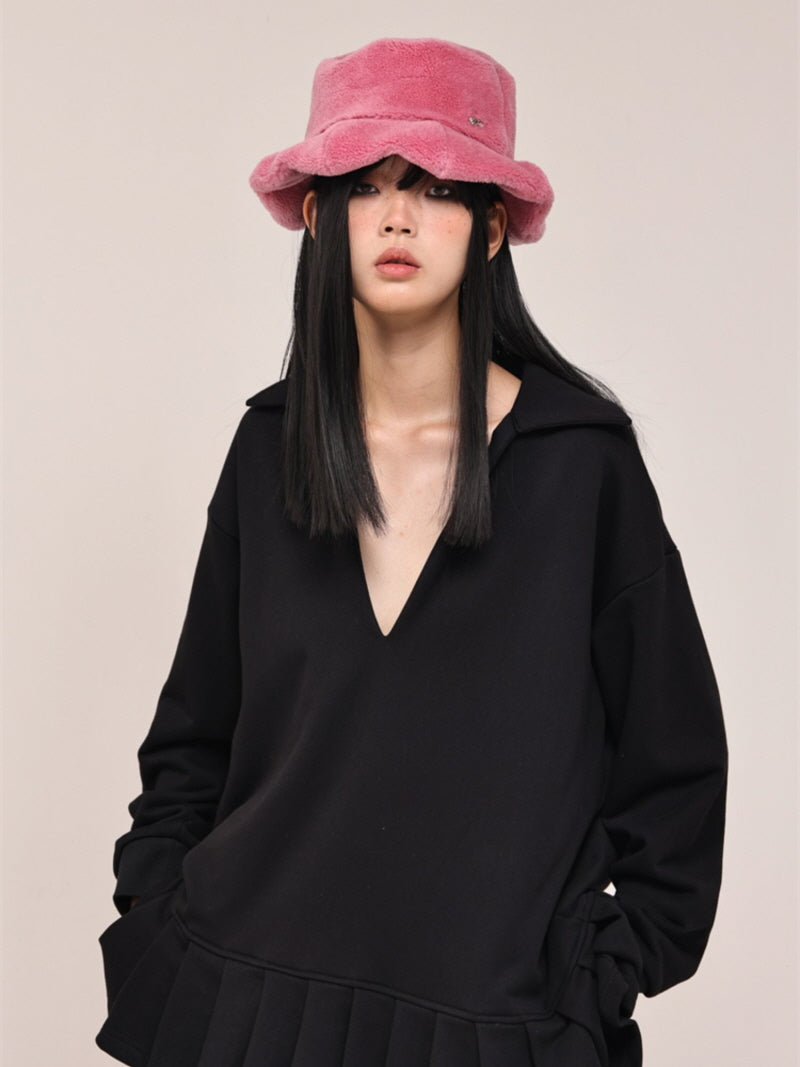 Pink Wave Chic Faux Fur Bucket Hat