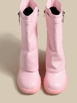 Pink Lock Detail Combat Boots