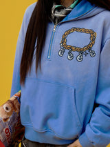 Blue Puppy Graphic Oversized Hoodie