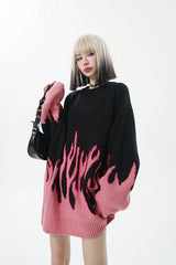 Pink Flame Oversized Sweater