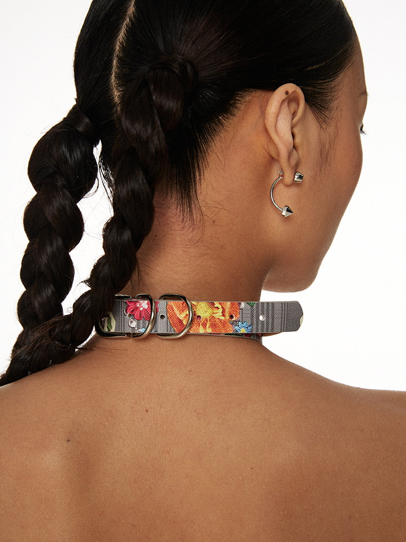 Spiked Heart Choker in Pink