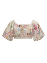 Pink Floral Graphic Crop Top