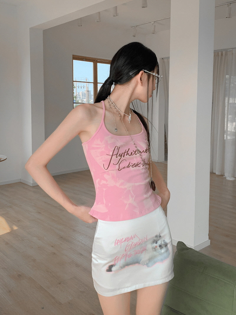 Cat Graphic Mini Skirt