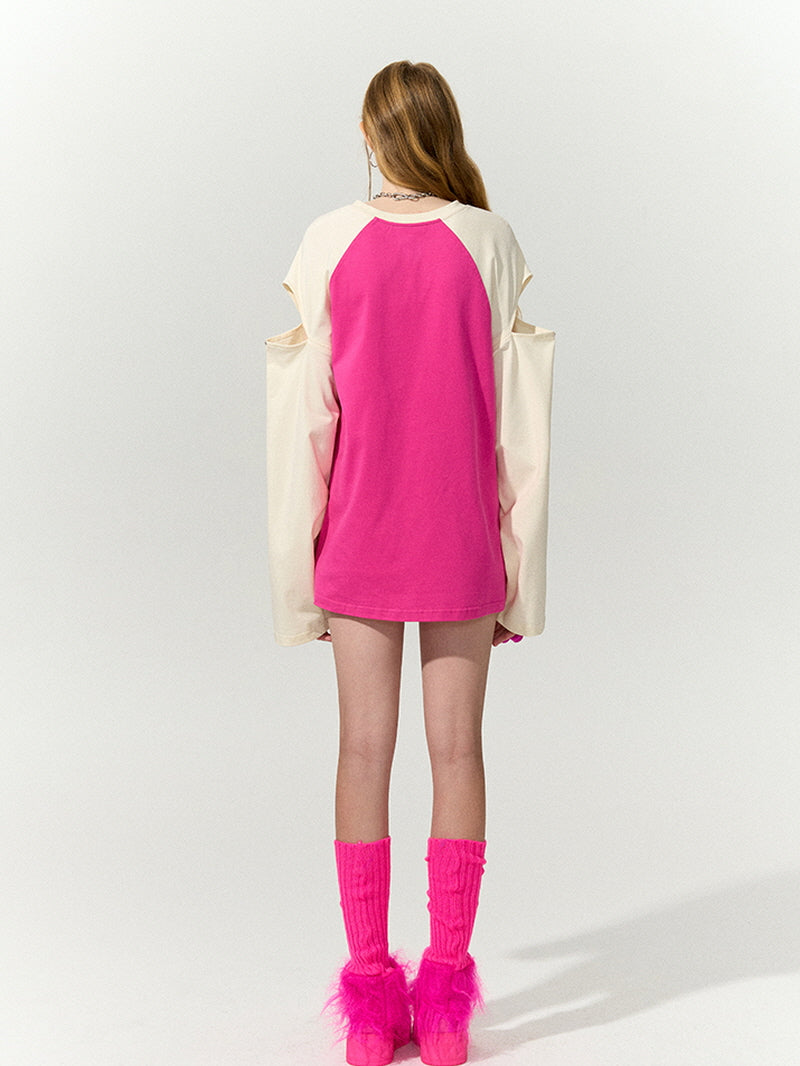 Pink & Beige Cutout Tee