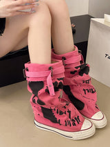 Canvas Pink Boots