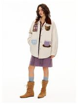 Cream Patch Padded Shirt Jacket