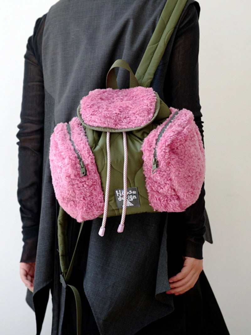 Colorblock Fur Backpack