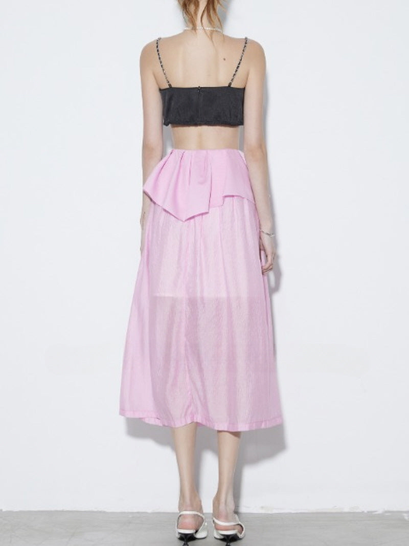 Peplum Sheer Midi Skirt