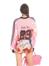 Pink Love Satin V-Neck Jersey Tee