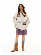 Cream Patch Padded Shirt Jacket