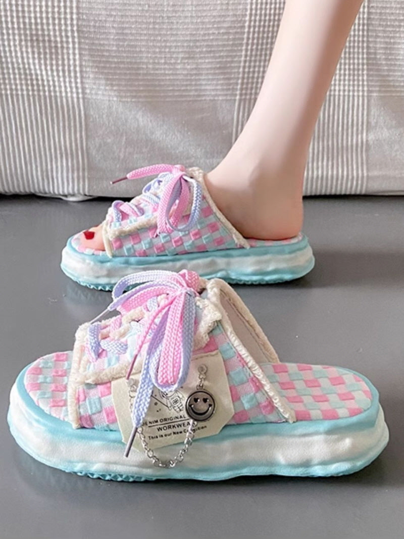Color Block Platform Slippers
