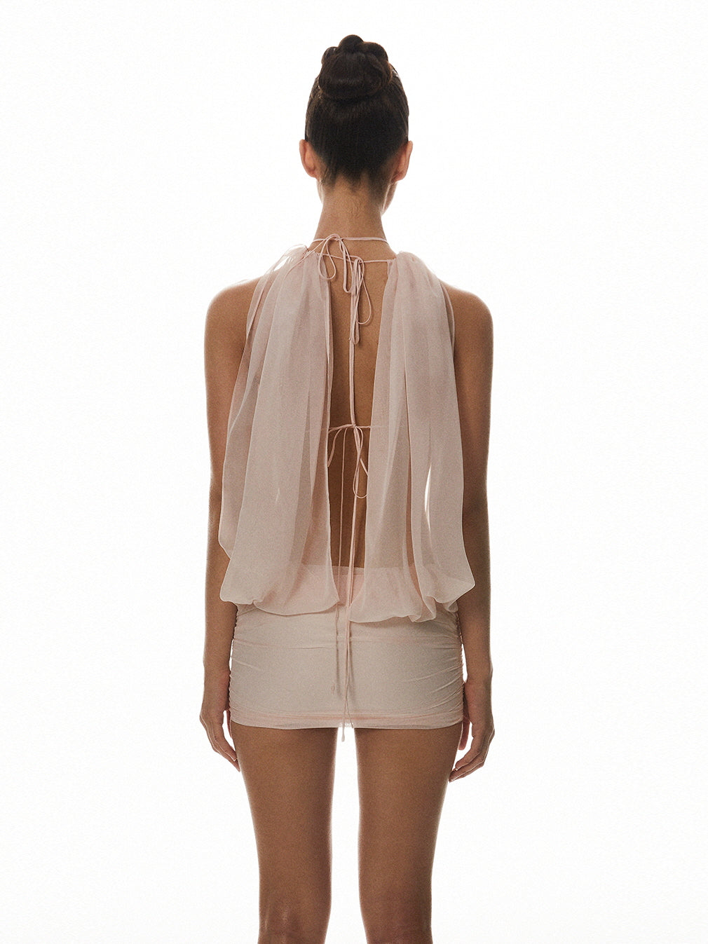 Pink Draped Tube Mini Dress