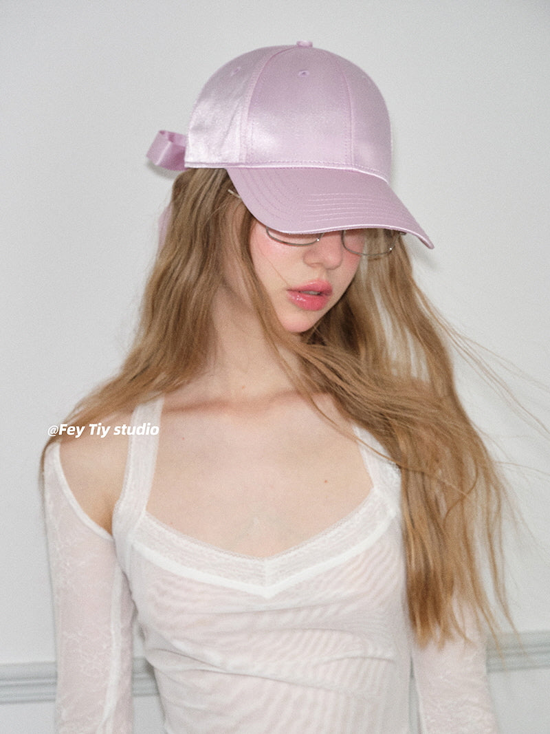 Satin Ribbon Baseball Cap