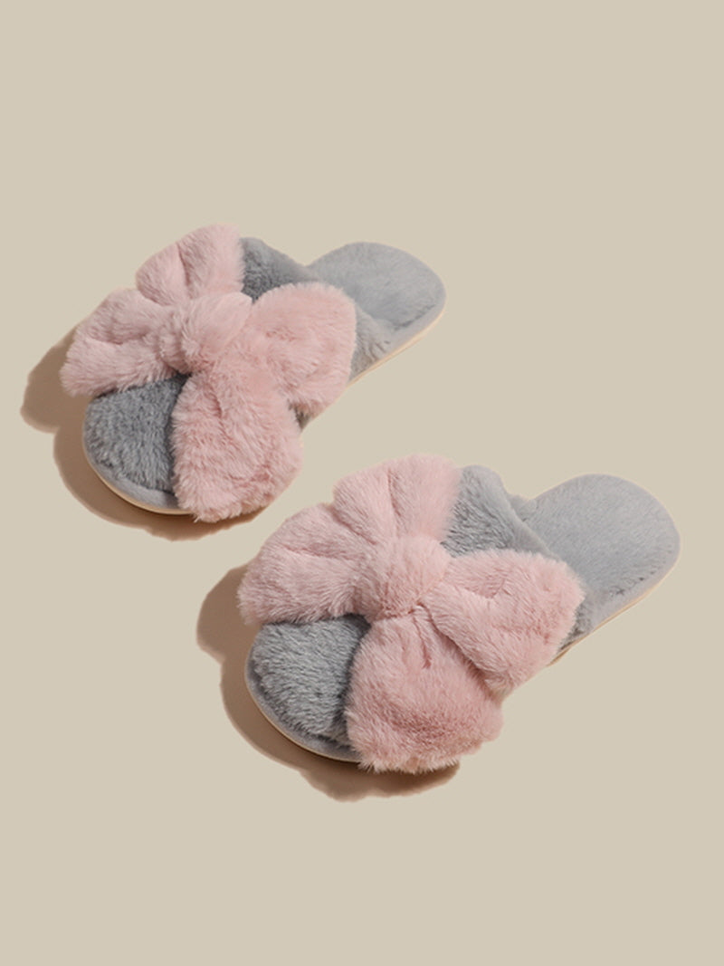 Pink Ribbon Puff Slippers