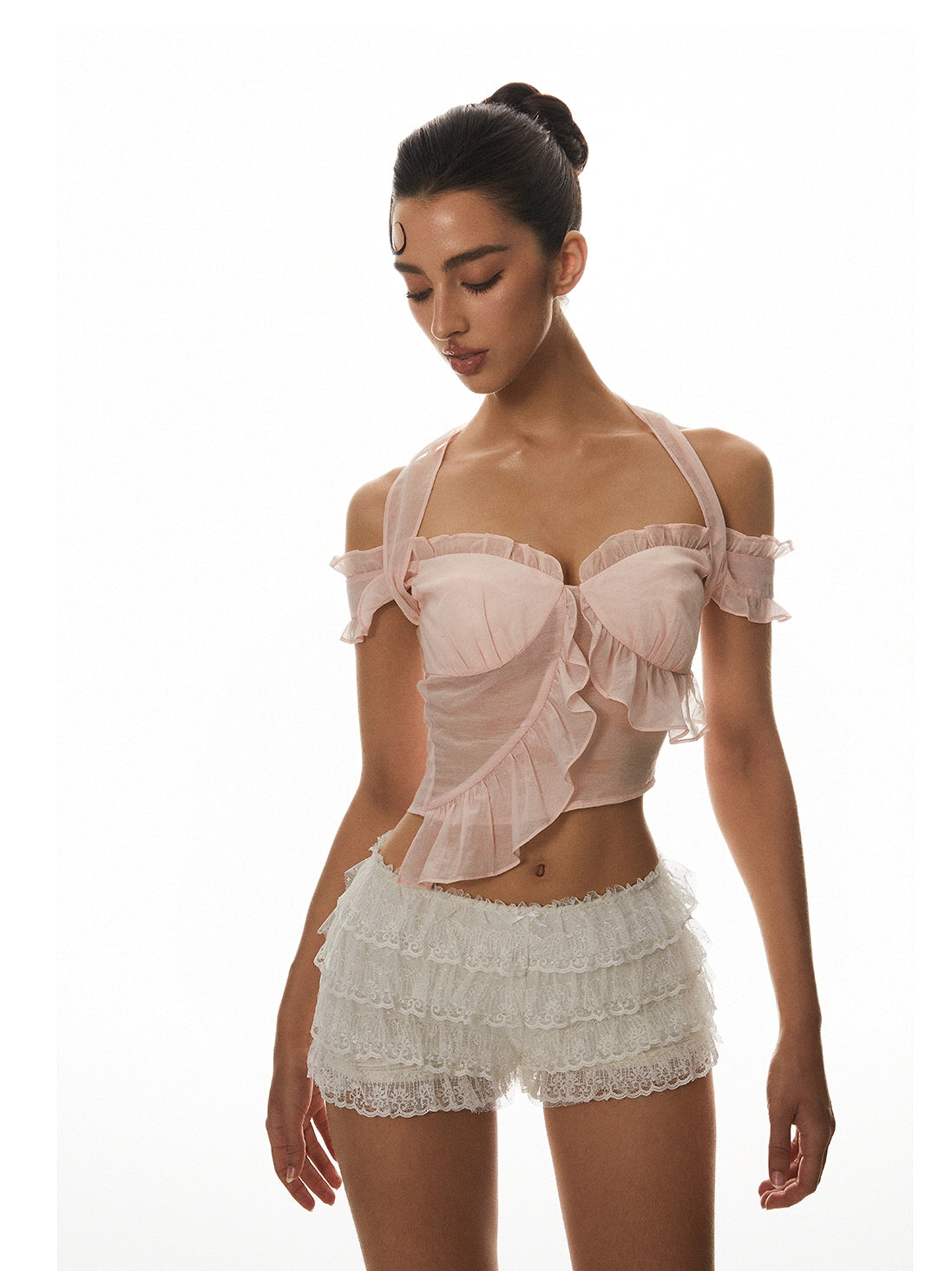 Pink Off-Shoulder Crop Top