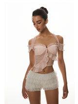 Pink Off-Shoulder Crop Top