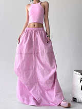 Candy Pink Parachute Maxi Skirt