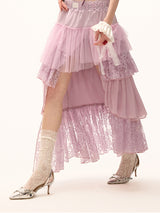 Layered Romantic Pink Maxi Skirt