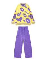Yellow & Purple Cherry Knit Set