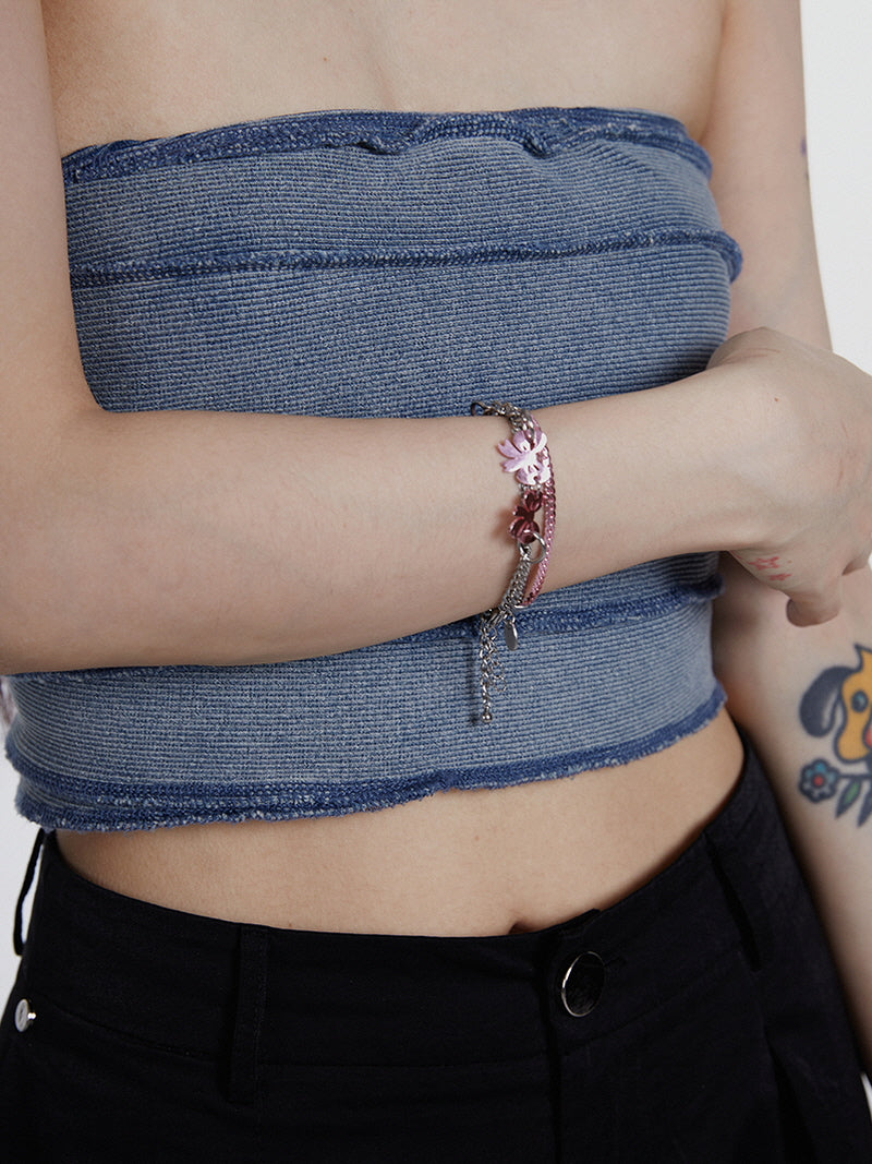 Pink Charm Layered Bracelet Set