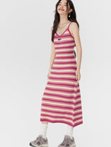 Pink Striped Midi Dress