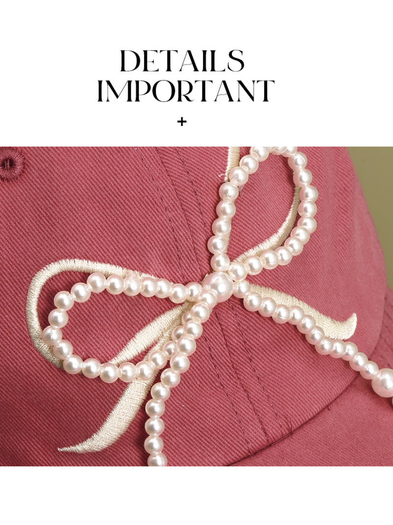 Pearl Ribbon Pink Cap