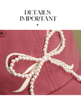 Pearl Ribbon Pink Cap