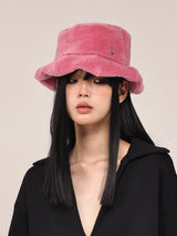 Pink Wave Chic Faux Fur Bucket Hat