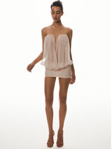 Pink Draped Tube Mini Dress
